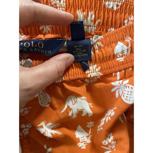 POLO Ralph Lauren Mens Swim Shorts Trunks Elephant & Palm Orange size XL - Picture 3 of 7